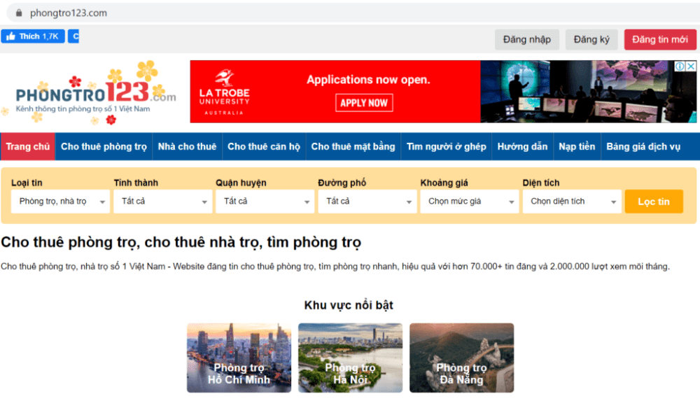 các trang web đăng tin cho thuê nhà miễn phí