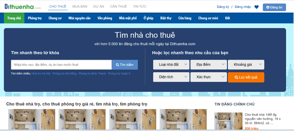 đăng tin cho thuê nhà miễn phí