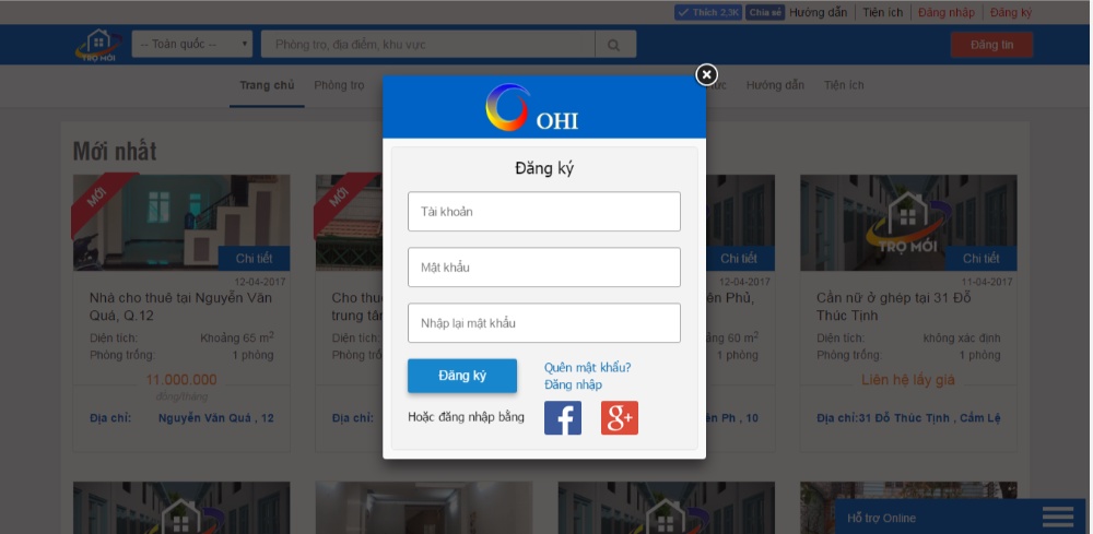 hướng dẫn đăng tin trọ