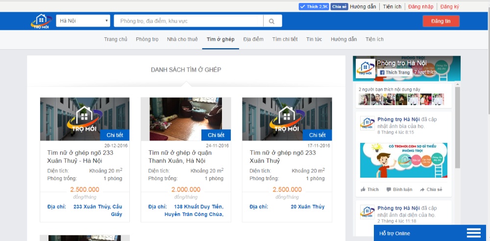 tiện ích của trang trọ mới