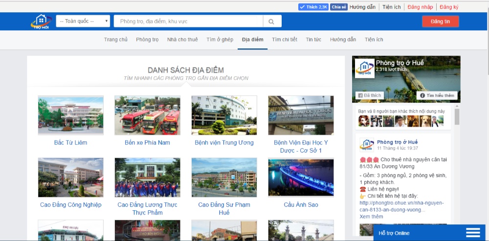 tiện ích của trang trọ mới